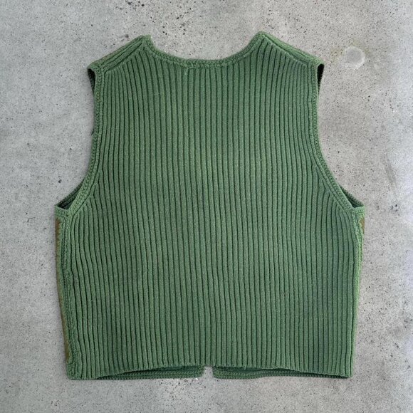 Vintage green suede leather vest - Picture 4 of 6